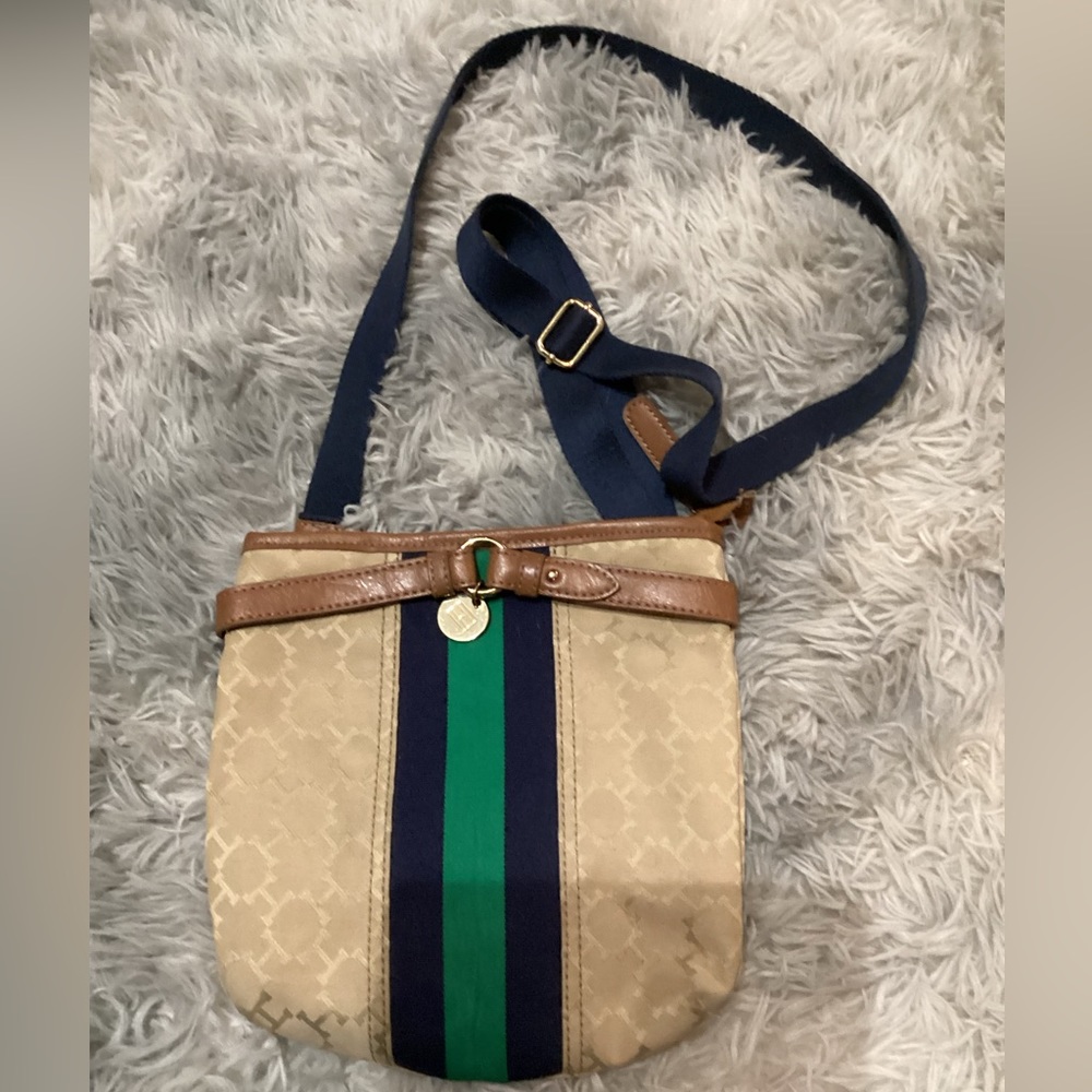 Ladies Tommy Hilfiger small crossbody bag. Small spot where my finger is
